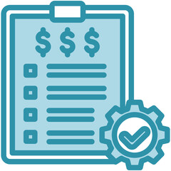 Compliance mini illustration dual tone blue color icon, use for taxation, economy, business, finance, UI, UX kit, app and web development, digital or print.