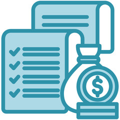 Payment Receipt mini illustration dual tone blue color icon, use for taxation, economy, business, finance, UI, UX kit, app and web development, digital or print.