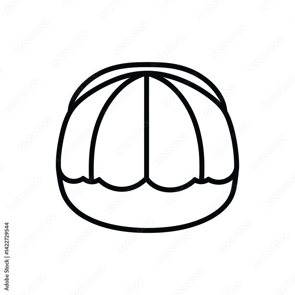 Wall mural tangerine slices outline icon with rounded edges and bold line on white