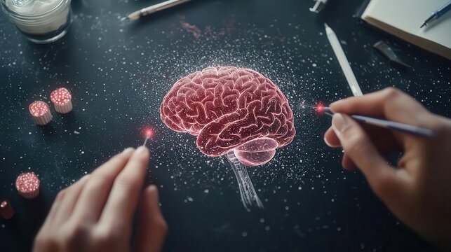 Brain scan with 3D markers, neurologist analyzing for neurodevelopmental disorders