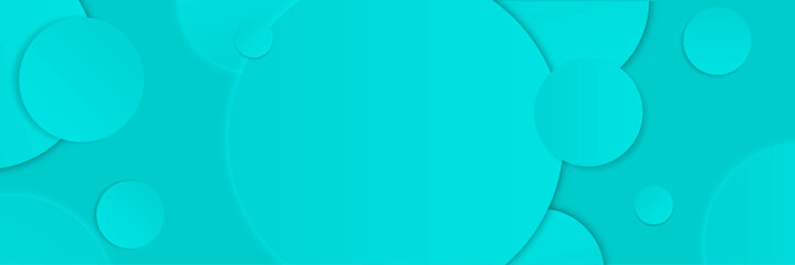 Vector abstract creative background in minimal trendy style with 3d circle for modern art shapes - social media and websites , horizontal design template with cyan background