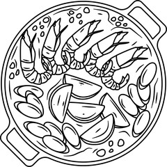 Paella outline vector