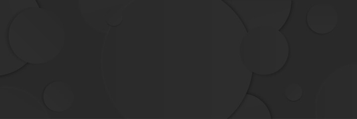 Vector abstract creative background in minimal trendy style with 3d circle for modern art shapes - social media and websites , horizontal design template with night black background