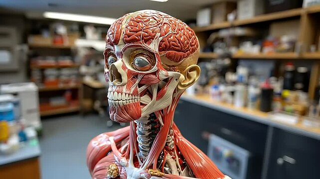Detailed Anatomical Model Demonstrating Human Musculature and Internal Structures