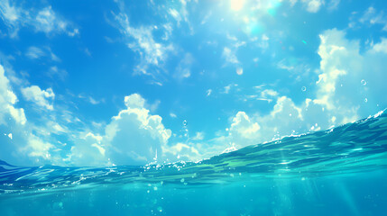 Summer Beach Underwater Japanese Anime Style Banner Poster Wallpaper
