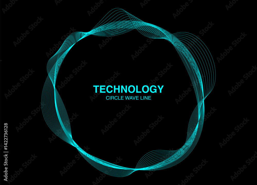 Aufkleber technology circle frame with wave lines pattern. abstract circles lines wavy in round frame colorful