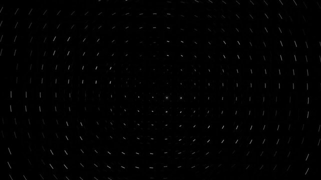 3D animation with fast movement, where a procedural grid lights up with bloom stars.