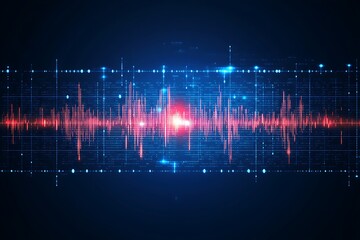 Fototapeta premium Abstract visualization of digital sound frequency in virtual space