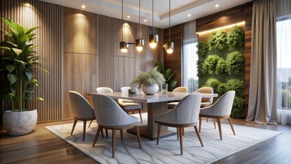 Obraz premium Elegant Dining Area Showcasing Unique White Marble Design Features