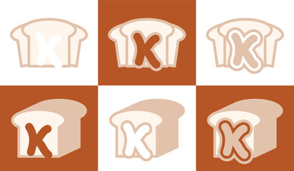 Letter K white bread. This logo combines letters and white bread. Suitable for bread shops, bakery, cafe, and the like.
