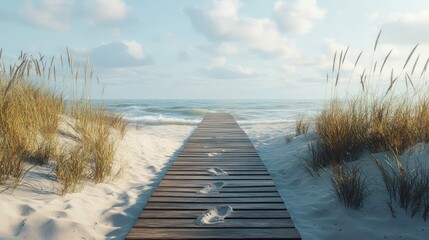 Beach boardwalk soft focus image