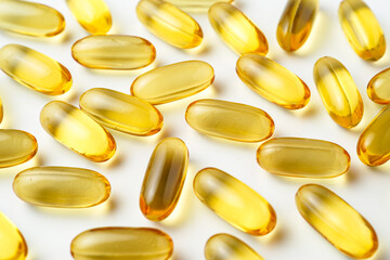 Oil filled capsules, softgel of food supplements, fish oil, omega 3, vitamin D3, vitamin E