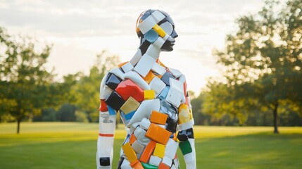 Fototapeta premium Abstract Giant Art Installation Made From Recycled Materials in Outdoor Landscape