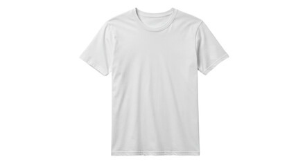 A plain white t shirt is displayed against a black background with short sleeves and a round neckline