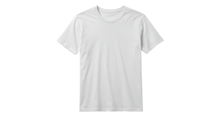 A plain white t shirt is displayed against a black background with short sleeves and a round neckline