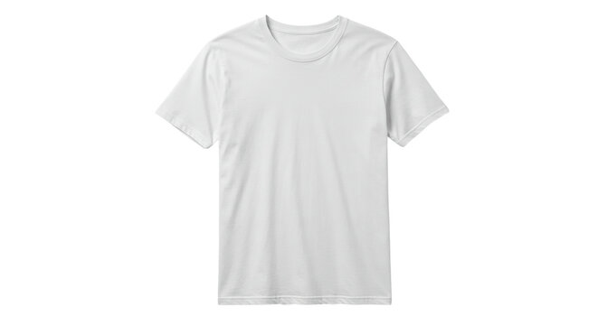 A plain white t shirt is displayed against a black background with short sleeves and a round neckline