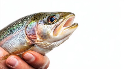Close-Up of Vibrant Trout on White Background