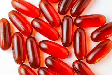 Fish oil capsules with omega 3, omega 9, vitamin D, vitamin E, Cod liver oil, evening primrose oil, borage