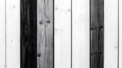 Fototapeta premium Black and White Vertical Wooden Planks with Varying Textures and Patterns for Design Projects