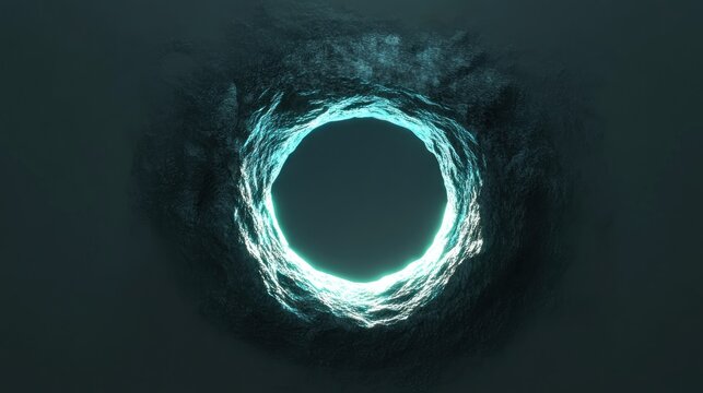 Circular abyssal opening illuminated by ethereal light.