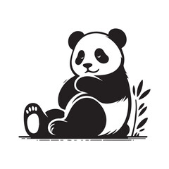 create a panda Silhouette Vector with white background 