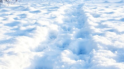 Obraz premium Snowy Footprints Mark the Path Through a Winter Wonderland Landscape of Soft White Snow