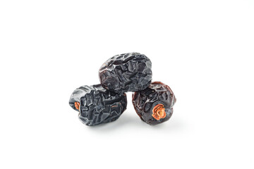 Dates fruit ajwa or kurma ajwa, isolated on white background