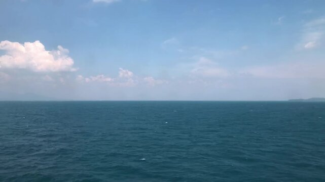 The atmosphere of Pangandaran Beach from the boat. Bandung, West Java, Indonesia