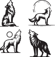 Wolves vector wolves are howling 