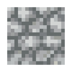 Pixel art cobblestone block isolated on white. Rock texture game cube vector craft template