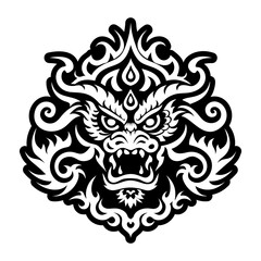 A solid style icon of dragon tattoo