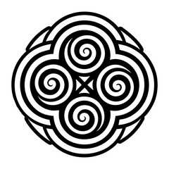 A filled style icon of spiral symbol tattoo