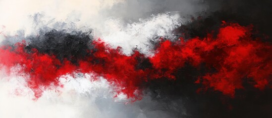 Abstract Crimson Wave: Bold Red and Black Expressionist Brushstroke Painting