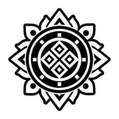 A filled style icon of tibetan motif tattoo