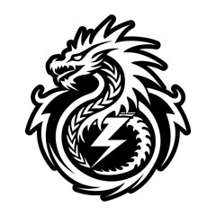 A glyph style icon of dragon head symbol