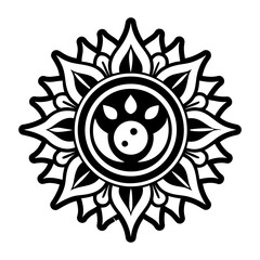 A filled style icon of sun lotus symbol