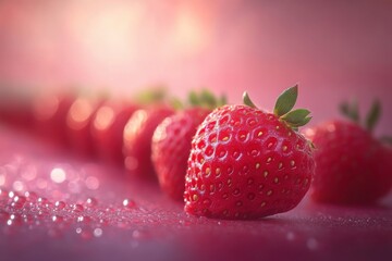 Group of fresh organic strawberry macro. Fruit background
