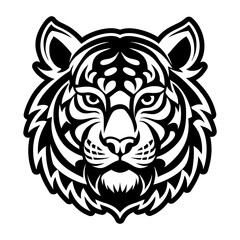 A filled style icon of tiger head tattoo