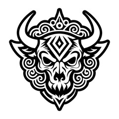 A filled style icon of yak skull tattoo
