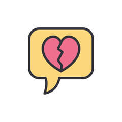 Broken heart colored icons, minimalist vector illustration ,simple transparent graphic element .Isolated on white background