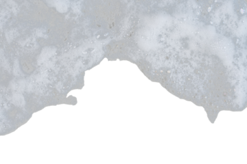 Foamy soap bubbles border isolated transparent