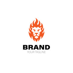 Lion Fire Logo. Lion Fire Logo Design. Lion Fire Brand. Lion Fire Logo Vector Design Isolated on White Background