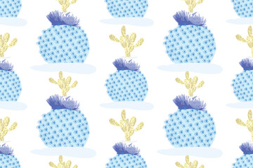 Cactus pattern, seamless vector pattern, cactus fabric pattern, natural style, suitable for various prints, scarves, clothing, cushions, packaging, water bottle pattern.