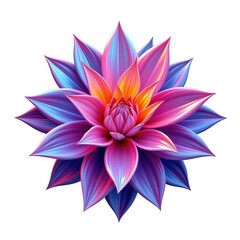 Fototapeta premium A vibrant, multi-colored flower with intricate petals radiating in shades of pink, purple and orange.