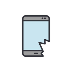 Broken smartphone colored icons, minimalist vector illustration ,simple transparent graphic element .Isolated on white background