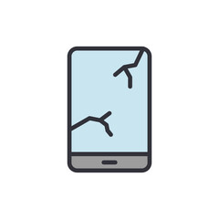 Broken smartphone colored icons, minimalist vector illustration ,simple transparent graphic element .Isolated on white background