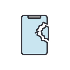 Broken smartphone colored icons, minimalist vector illustration ,simple transparent graphic element .Isolated on white background