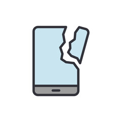 Broken smartphone colored icons, minimalist vector illustration ,simple transparent graphic element .Isolated on white background