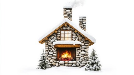 Cozy Winter Lodge with Stone Fireplace