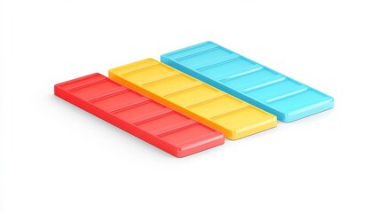 Vibrant Parking Space Markers on White Background